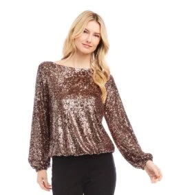 Sequin Boatneck Top 8 Sequin Boatneck Top -Karen Kane Store karenkane 2024 fall 3L30500 COP 00 1