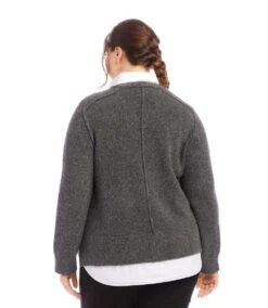 Plus Size Layered Sweater -Karen Kane Store karenkane 2024 fall 3N94281W GRA 00 3