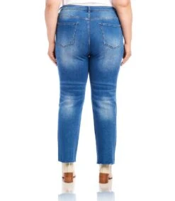 Plus Size Raw Hem Straight Jeans 6 Plus Size Raw Hem Straight Jeans -Karen Kane Store karenkane 2024 fall L48144W DEN 003