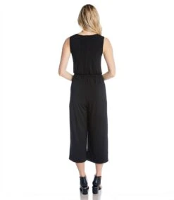 Petite Size Tie-Front Travel Jumpsuit -Karen Kane Store karenkane 2024 spring L46132P BLK 005