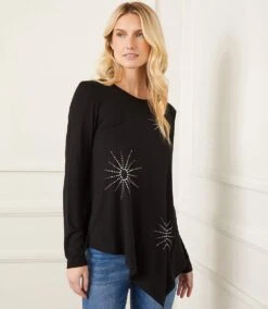 Petite Size Embellished Asymmetric Top