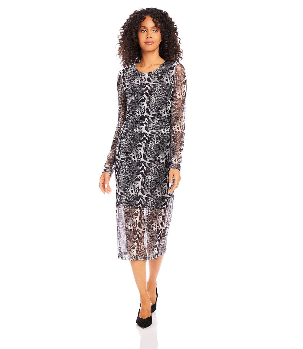 Mesh Side Shirred Midi Dress 2 Mesh Side Shirred Midi Dress - Image 2