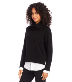 Layered Turtleneck Sweater 9 Layered Turtleneck Sweater -Karen Kane Store karenkane 2024 winter 4L89840 BLK 00 2